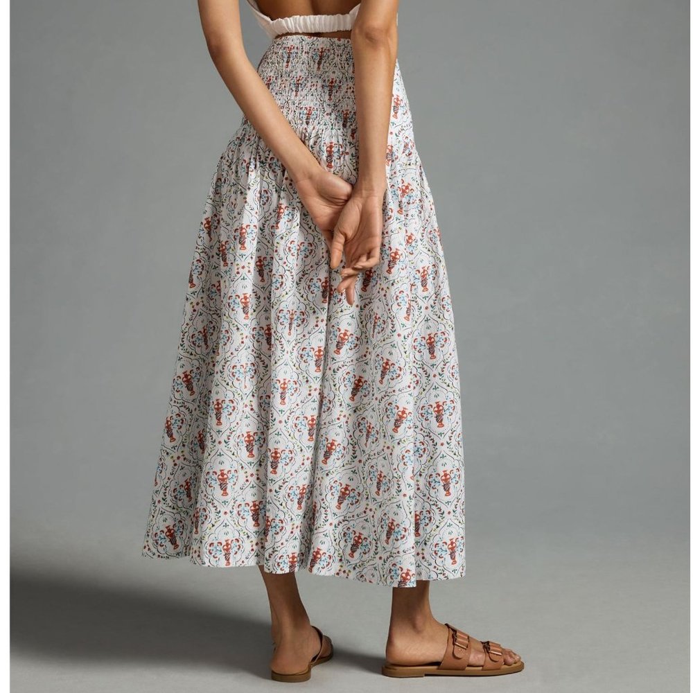 By Anthropologie Poplin Tie-Front Side-Slit Skirt Oyster White - Small - Picture 2 of 10